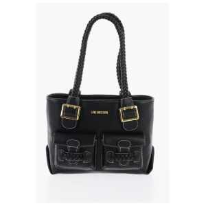 Moschino LOVE Faux Leather Shoulder Bag with Braided Handle