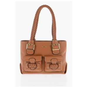 Moschino LOVE Faux Leather Shoulder Bag with Braided Handle