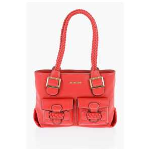 Moschino LOVE Faux Leather Shoulder Bag with Braided Handle
