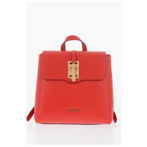 Moschino LOVE Solid Color Faux Leather Backpack with Golden Logo