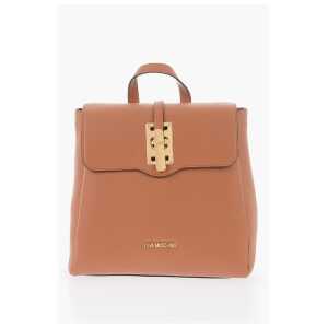 Moschino LOVE Solid Color Faux Leather Backpack with Golden Logo