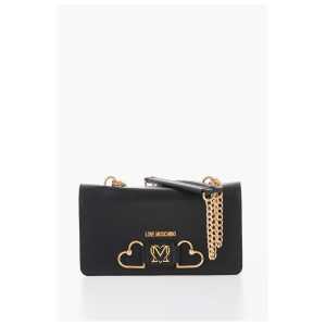 Moschino LOVE Leather Bag with Double Gold Heart Decoration