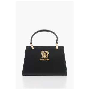 Moschino LOVE Solid Color Handbag with Removable Faux Fur Handle