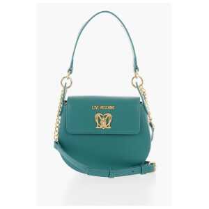 Moschino LOVE Faux Leather Saddle Bag with Turn Lock Closure