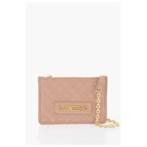 Moschino LOVE Quilted Faux Leather Clutch with Removable Chain Should