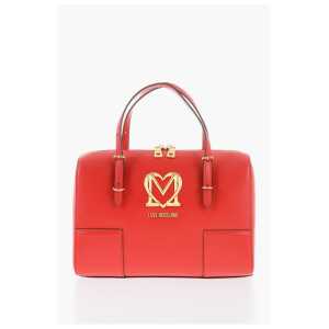 Moschino LOVE Faux Leather Handbag with Metal Golden Logo