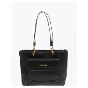 Moschino LOVE Faux Leather Tote Bag with Visible Stitching