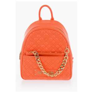 Moschino LOVE Quilted Faux Leather Backpack with Matched Pouch