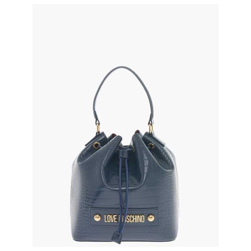 Moschino LOVE Faux Leather Crocodile Effect Bucket Bag with Embossed, theFeinheit