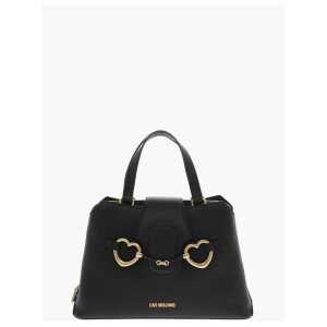 Moschino LOVE Textured Faux Leather Tote Bag with Golden Front Clamp