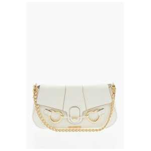 Moschino LOVE Textured Faux Leather Shoulder Bag with Clamp Front