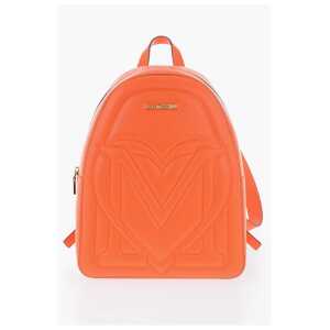 Moschino LOVE Solid Color Faux Leather Backpack with Golden Logo