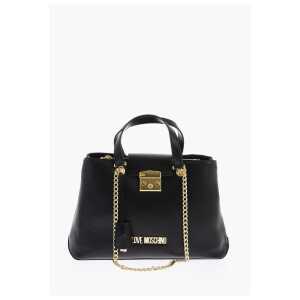 Moschino LOVE Textured Faux Leather LUCILLE Tote Bag with Double Comp