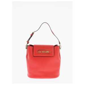 Moschino LOVE Textured Faux Leather Bucket Bag with Magnetic Closure