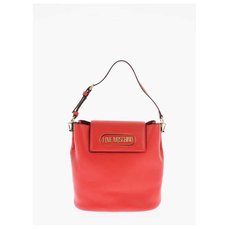Moschino LOVE Textured Faux Leather Bucket Bag with Magnetic Closure, theFeinheit