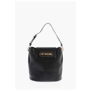 Moschino LOVE Textured Faux Leather Bucket Bag with Embossed Logo