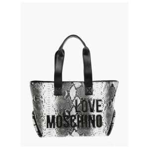 Moschino LOVE Snake Effect Faux Leather Tote Bag