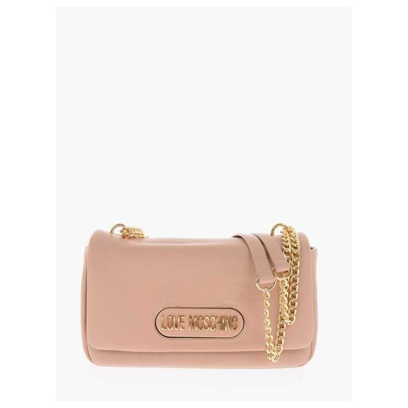 Moschino LOVE Textured Faux Leather Shoulder Bag with Golden Logo, theFeinheit