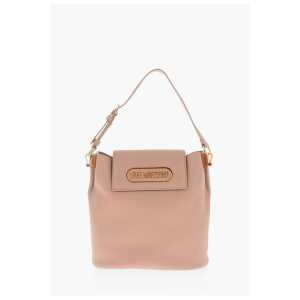 Moschino LOVE golden logo faux leather shoulder bag