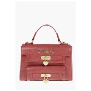 Moschino LOVE Crocodile Printed Faux Leather Hand Bag