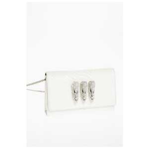 Philipp Plein Crocodile Effect Leather Clutch with Claw Rings