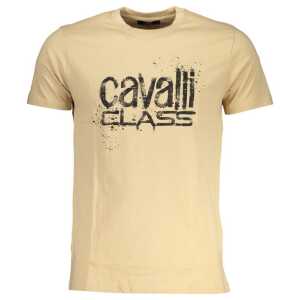 Cavalli Class Beige Cotton T-Shirt
