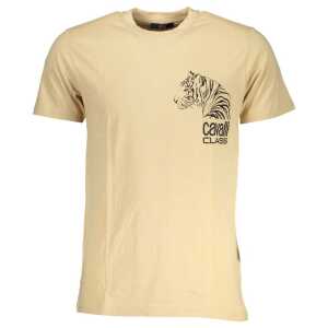 Cavalli Class Beige Cotton T-Shirt