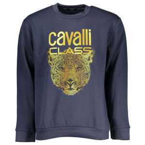 Cavalli Class Elegant Crew Neck Fleece Sweatshirt in Blue