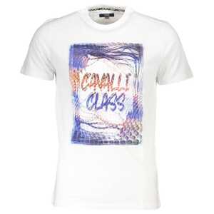 Cavalli Class White Cotton Men T-Shirt