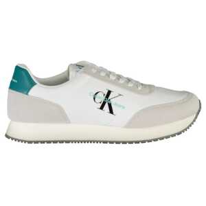 Calvin Klein Elegant White Lace-Up Sneakers with Contrasting Detail