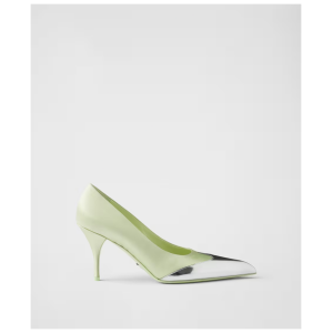 Prada Satin And Metallic Leather Pumps
