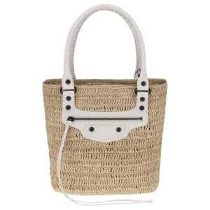 Balenciaga Le City small straw Shoulder Bag