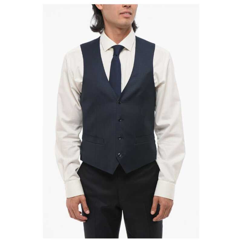 Corneliani CERIMONIA ACADEMY Geometric Motif Vest with Five Buttons, theFeinheit