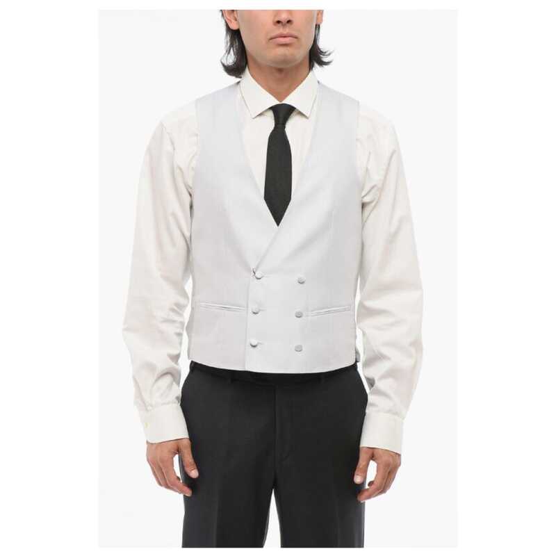 Corneliani CODE Double Breasted Silk Blend Vest With Jetted Pockets, theFeinheit