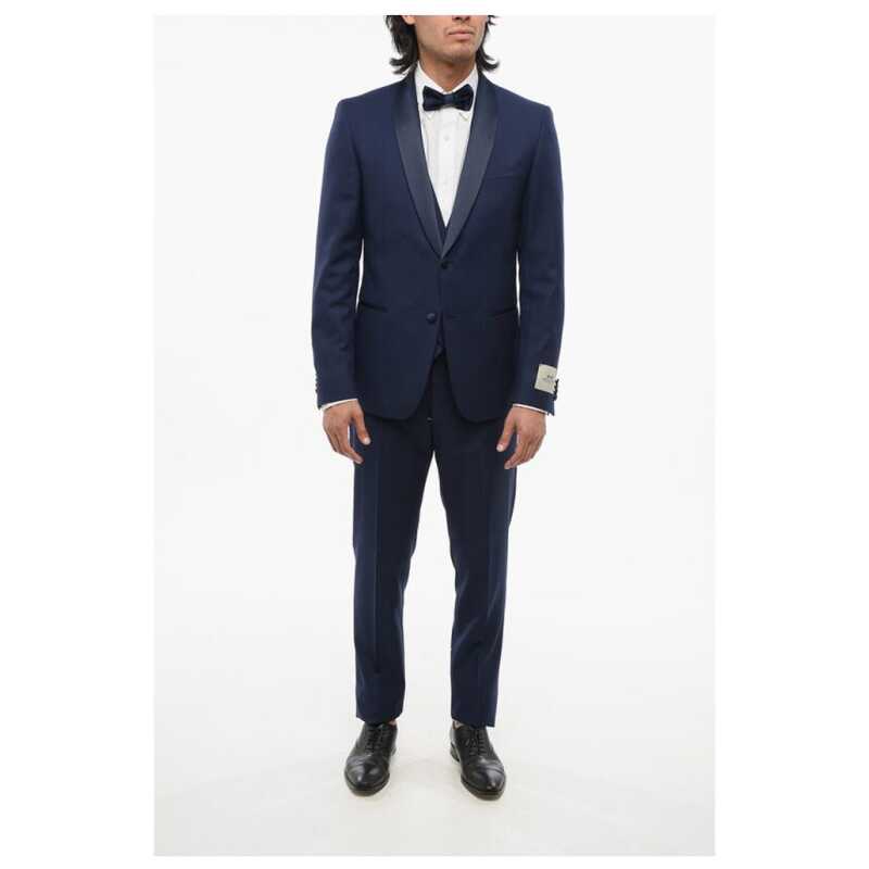 Corneliani CC COLLECTION 3-Piece RESET Suit with Satin Shawl Lapel, theFeinheit