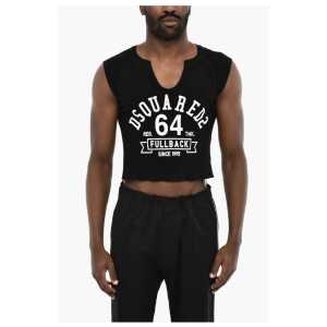 Dsquared² Cropped T-shirt with Contrasting Logo Print
