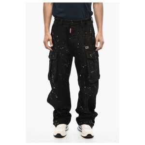 Dsquared² Acid Wash Cargo ICON Pants with Metal Detail
