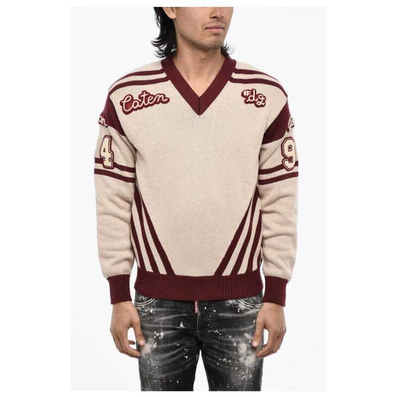 Dsquared² V-Neck Sweater with Contrasting Trims, theFeinheit