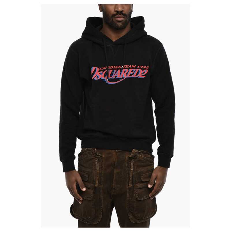Dsquared² Cotton Hoodie with Logo Print, theFeinheit