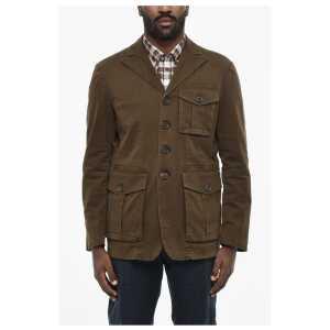 Dsquared² Cotton Sahariana Blazer with Logoed Buttons