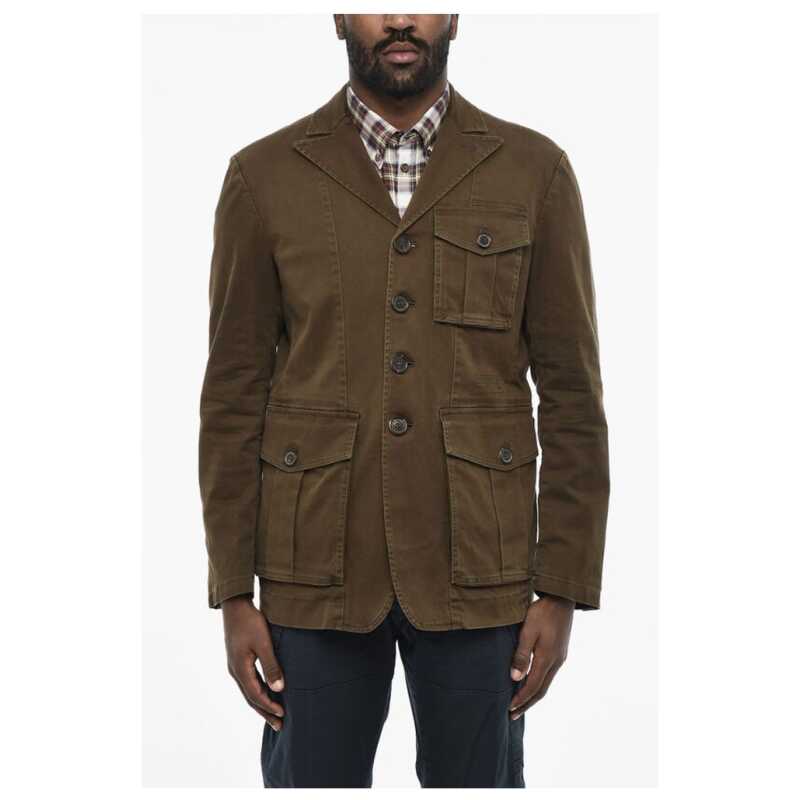 Dsquared² Cotton Sahariana Blazer with Logoed Buttons, theFeinheit