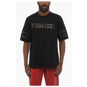 Dsquared² Cotton Crew-neck T-shirt with Embossed Ton On Ton Logo