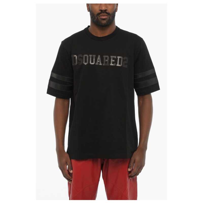 Dsquared² Cotton Crew-neck T-shirt with Embossed Ton On Ton Logo, theFeinheit