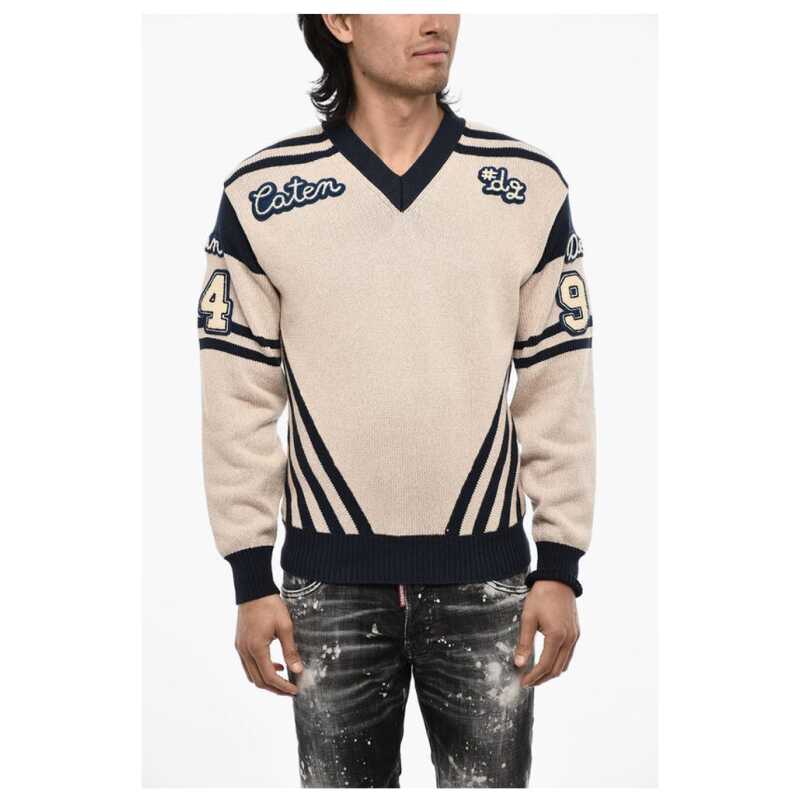 Dsquared² V-Neck Sweater with Contrasting Trims, theFeinheit