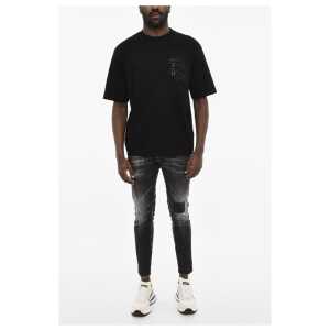 Dsquared² Cotton Crew-neck T-shirt with Sequin Monogram