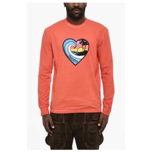 Dsquared² Long Sleeve Crew-neck T-shirt with Heart Print