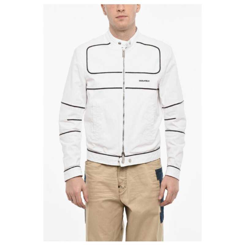 Dsquared² Cotton Biker Jacket With Vegan Leather Details, theFeinheit