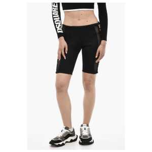 Dsquared² Biker Shorts With Mesh Details And Logoed Band