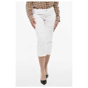 Dsquared² WHITE BULL Vintage Effect Cropped Light Wash Jeans