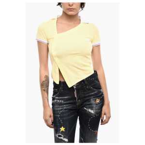 Dsquared² Asymmetrical Cut Top with Polo Neck